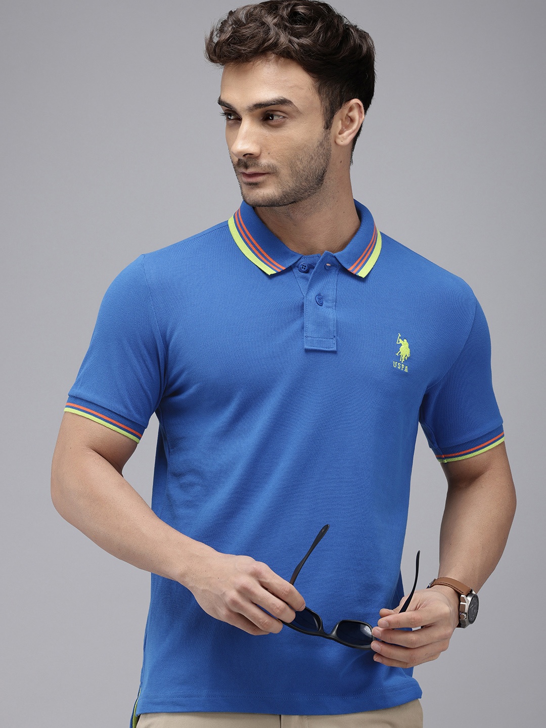 

U.S. Polo Assn. Polo Collar Pure Cotton Slim Fit T-shirt, Blue