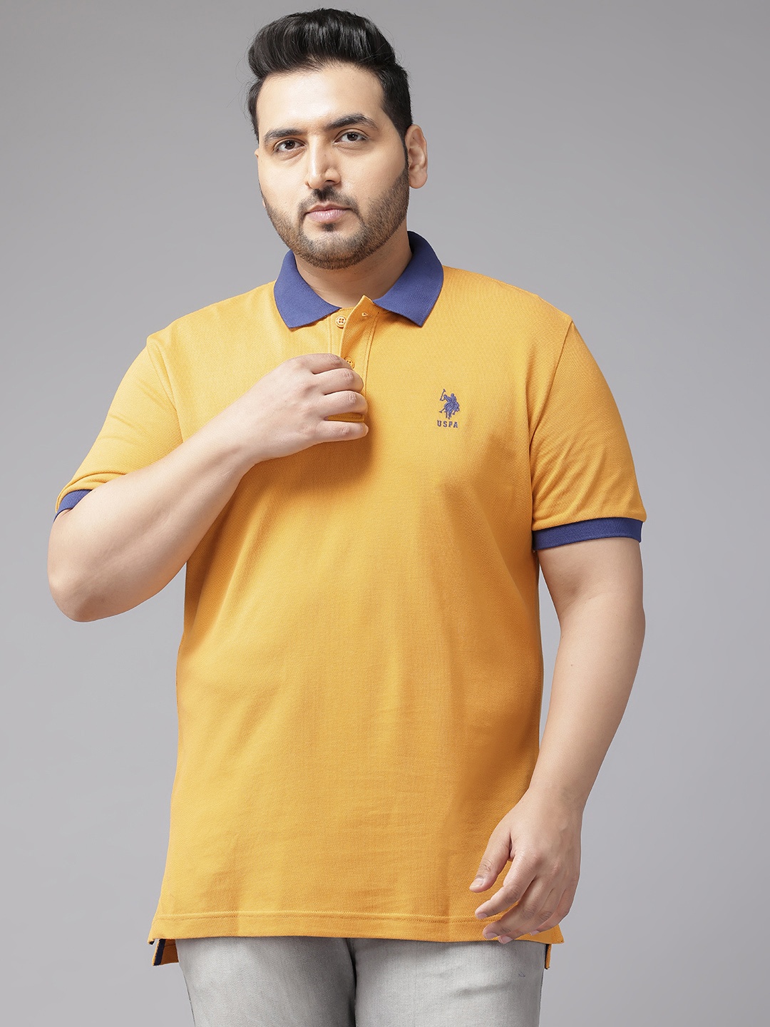 

U.S. Polo Assn. Plus Size Polo Collar Pure Cotton T-shirt, Mustard