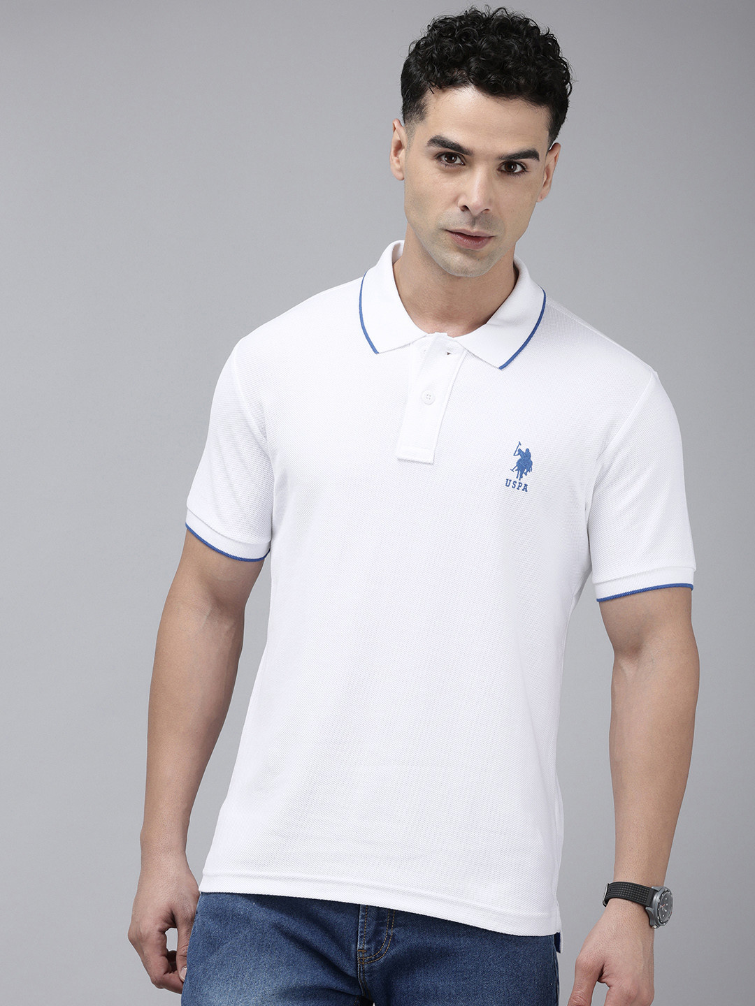 

U.S. Polo Assn. Polo Collar Pure Cotton Slim Fit T-shirt, White