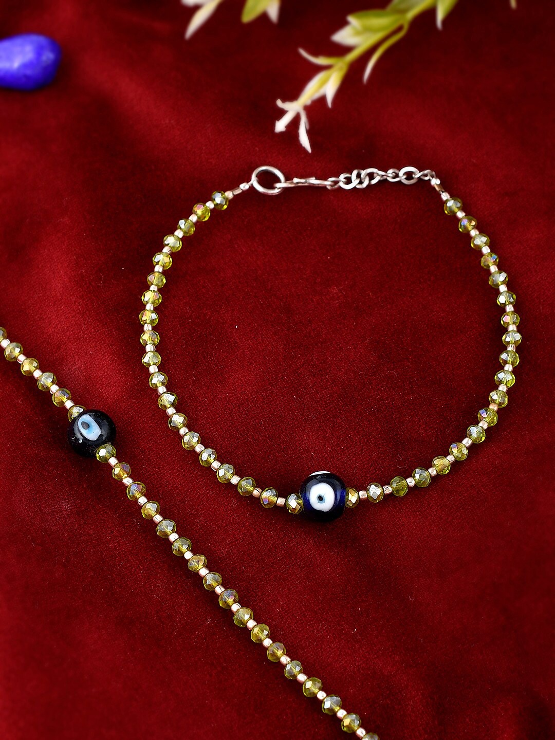 

Silvermerc Designs Set Of 2 Silver-Plated Artificial Beads Anklet
