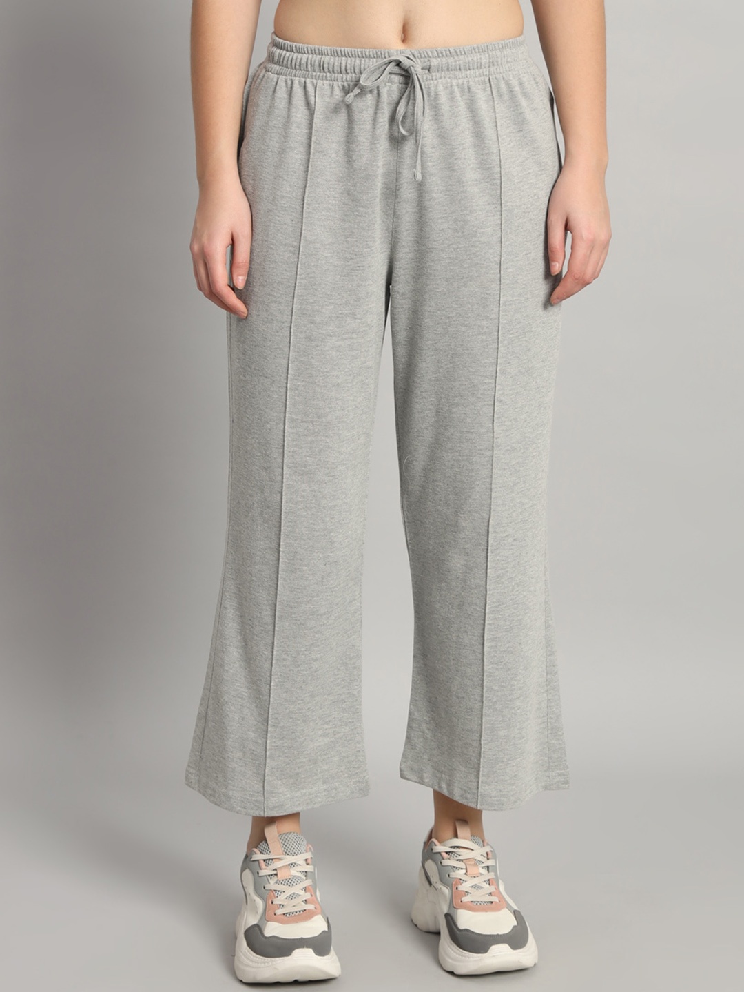 

MKH Women Mid Rise Track Pants, Grey melange