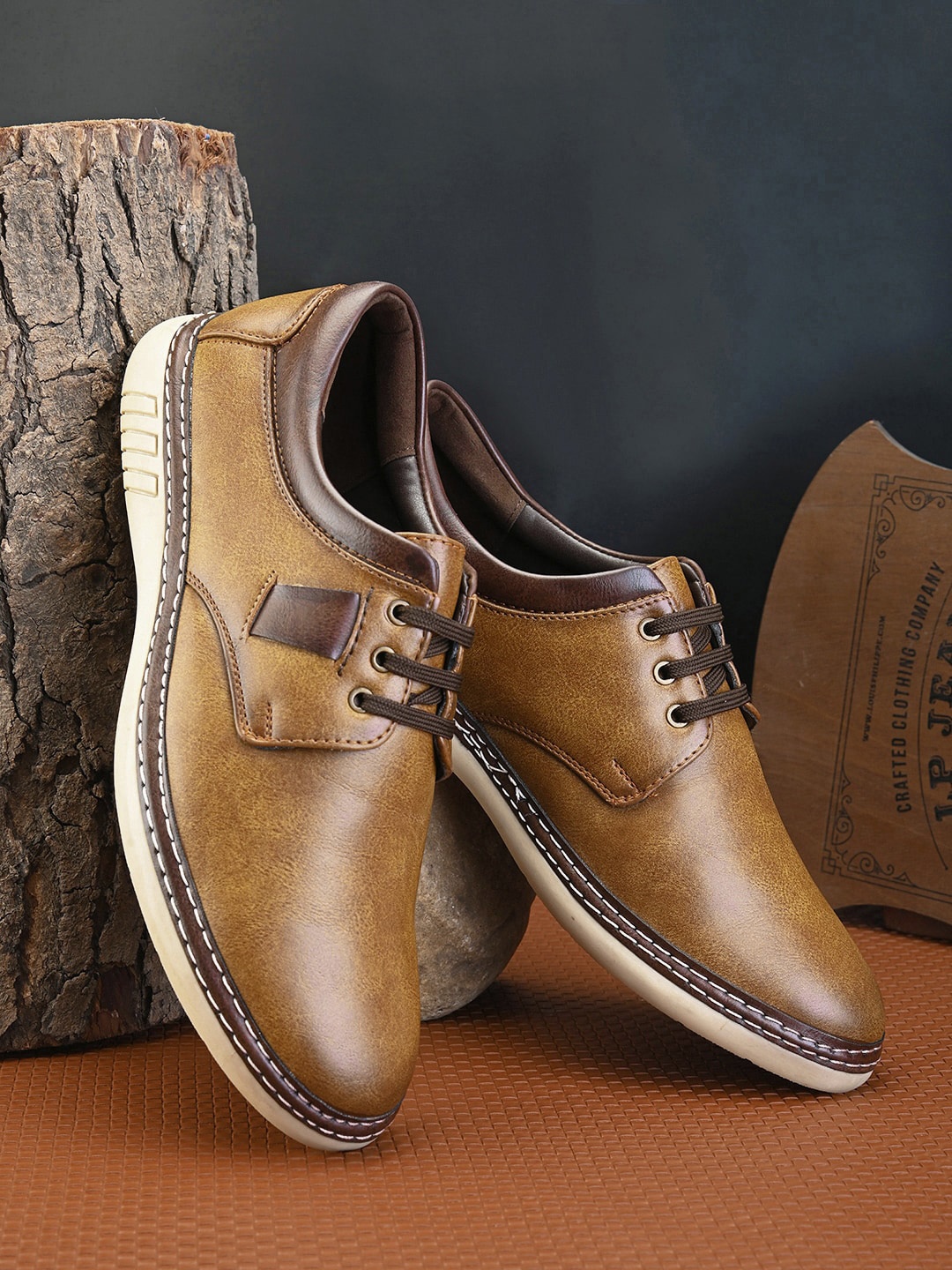 

IMCOLUS Men Round Toe Sneakers, Tan