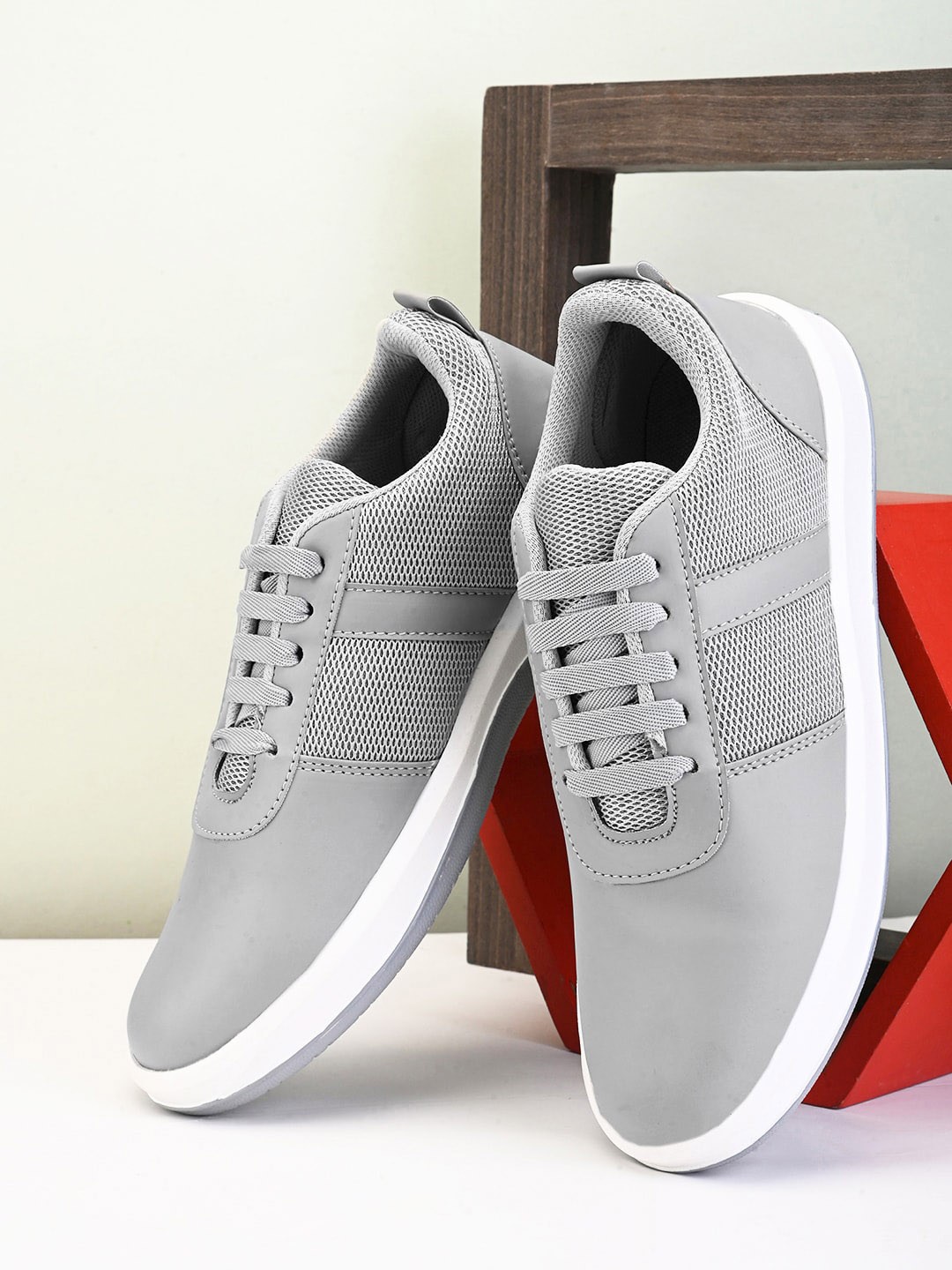 

IMCOLUS Men Round Toe Mesh Sneakers, Grey