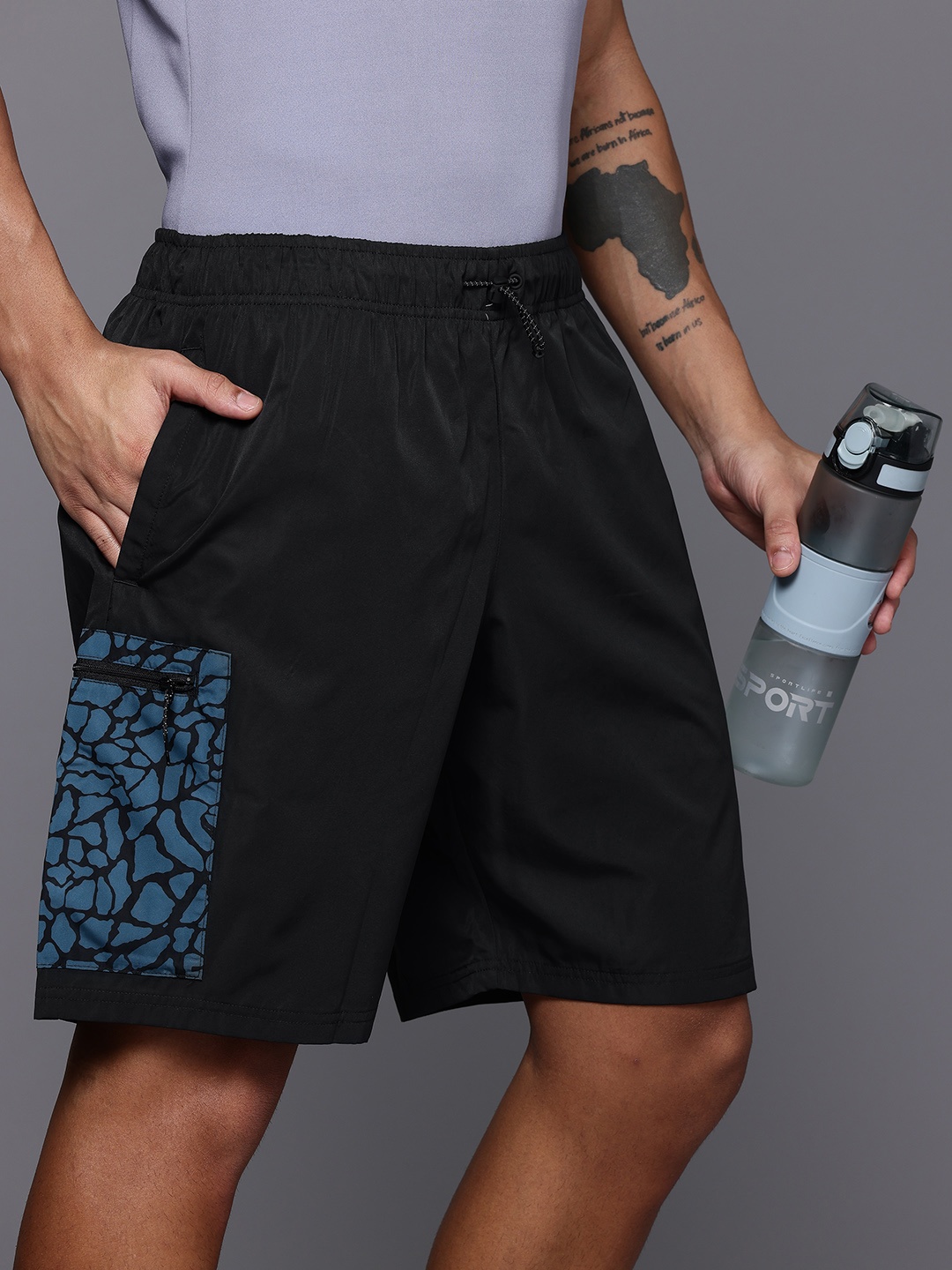 

New Balance Men Printed Sports Shorts, Black