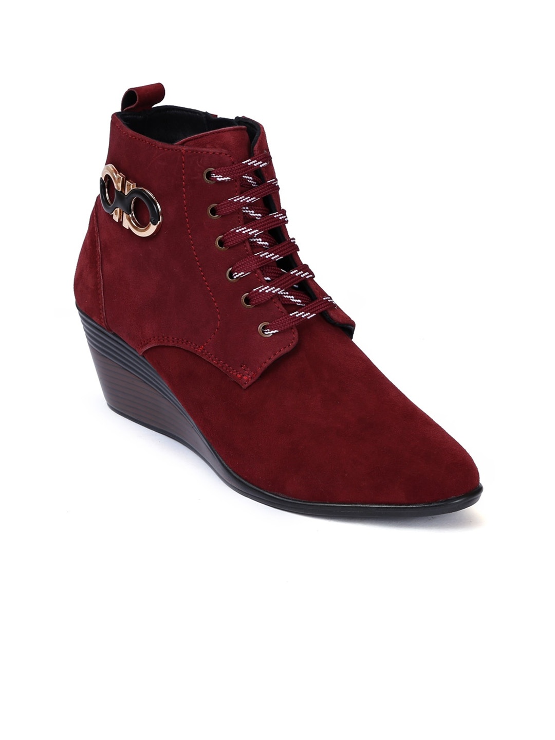 

Zoom Shoes Women Leather Lightweight Heeled Derbys, Red