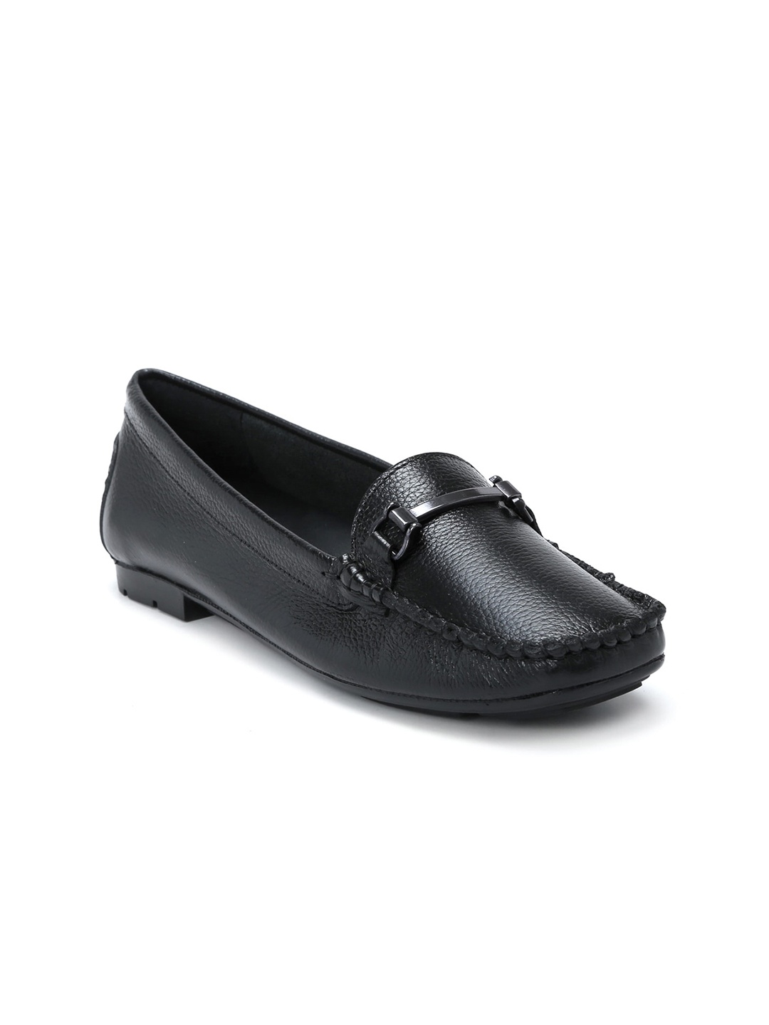 

Zoom Shoes Women Round Toe Lightweight Leather Loafers, Black