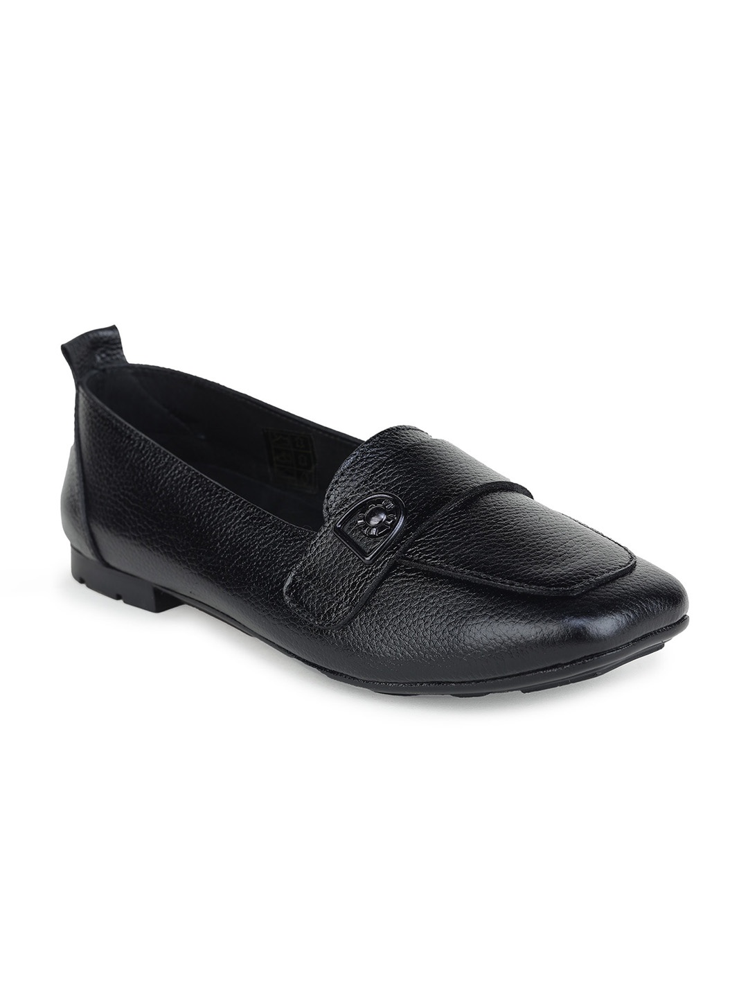 

Zoom Shoes Women Round Toe Lightweight Leather Loafers, Black