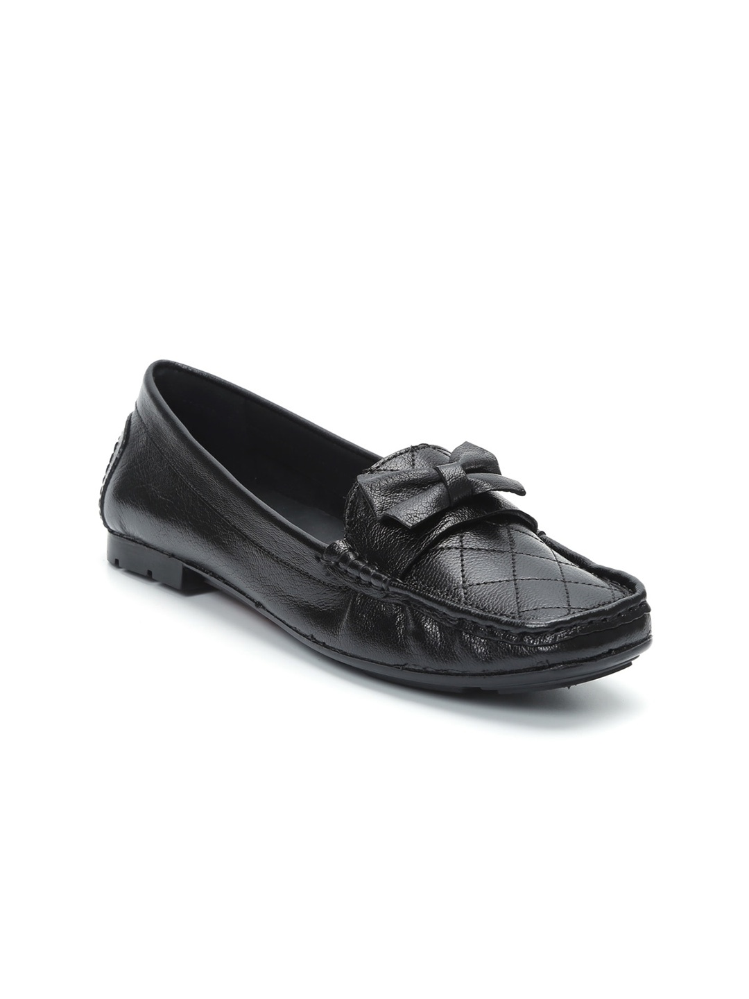 

Zoom Shoes Women Round Toe Lightweight Leather Loafers, Black