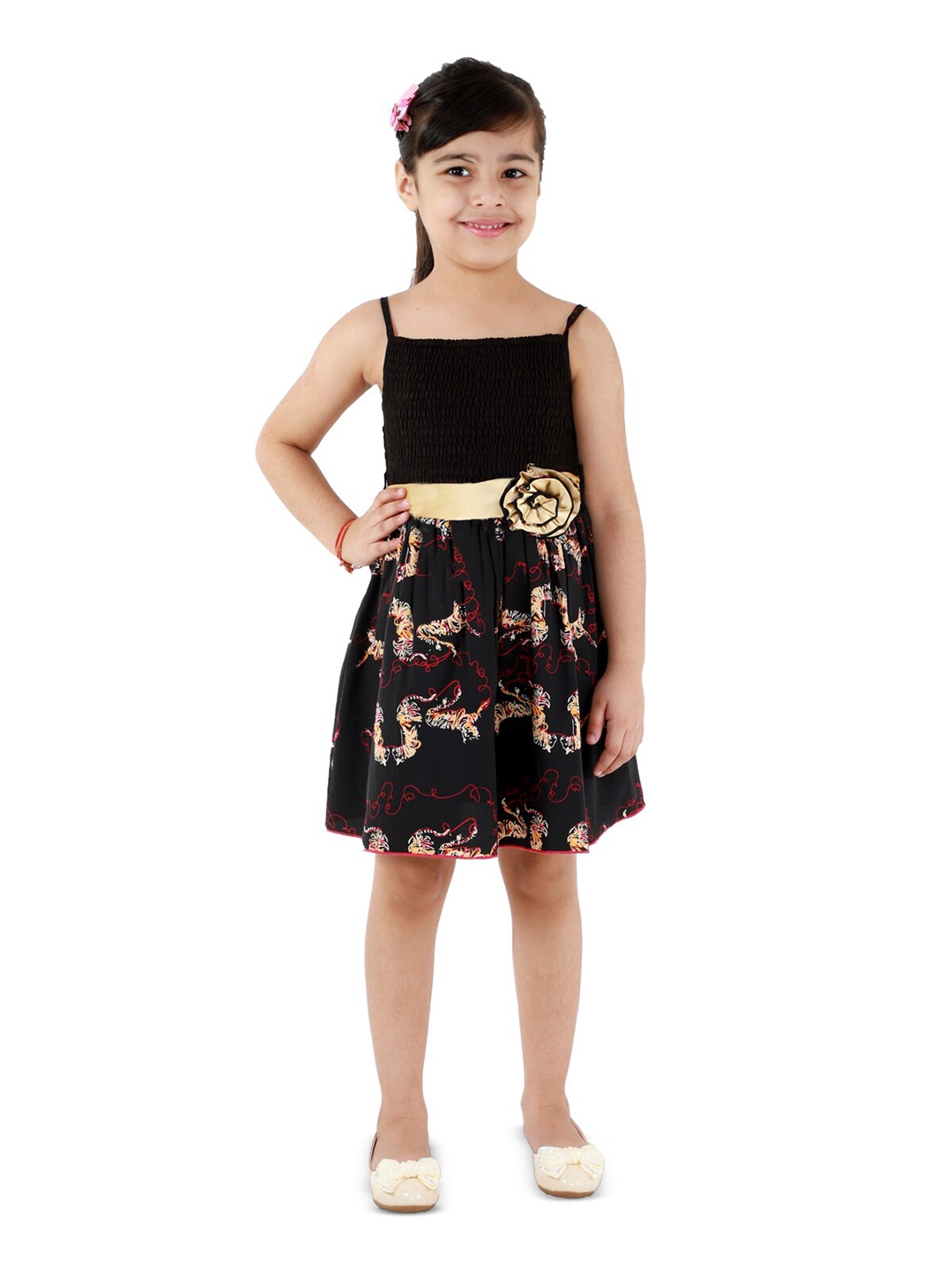 

Kids Cave Girls Abstract Print Fit & Flare Dress, Black