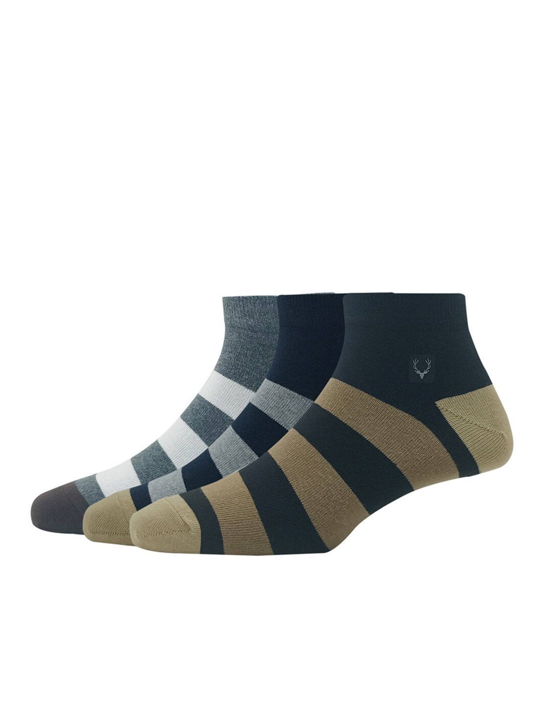 

Allen Solly Men Pack Of 3 Colourblocked Ankle-Length Socks, Black