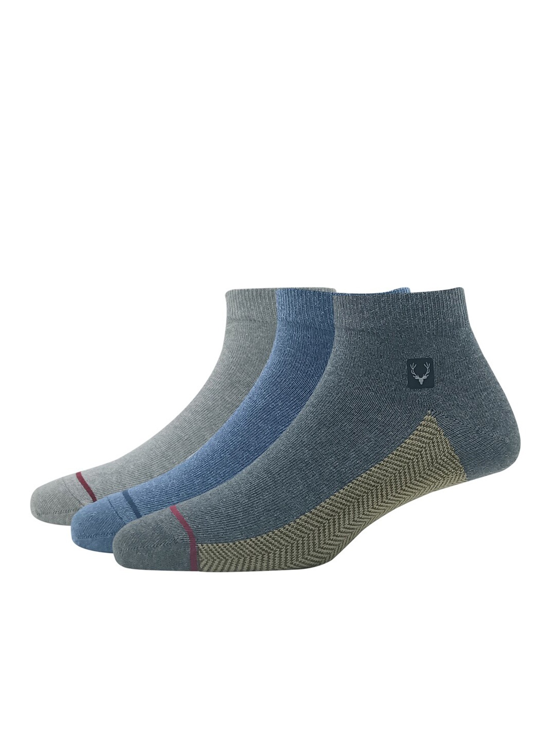 

Allen Solly Men Pack Of 3 Patterned Ankle-Length Socks, Grey melange
