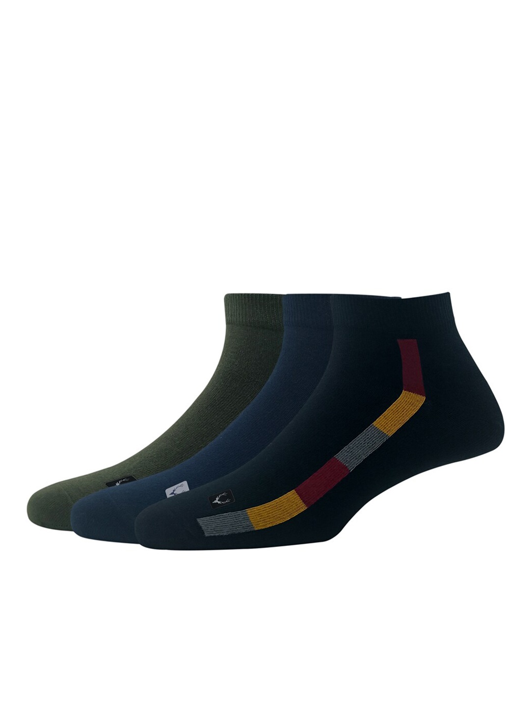 

Allen Solly Men Pack Of 3 Colourblocked Ankle-Length Socks, Olive