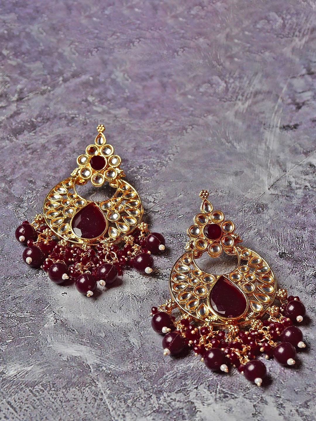 

GRLIE Lightweight Kundan Chandbalis, Gold