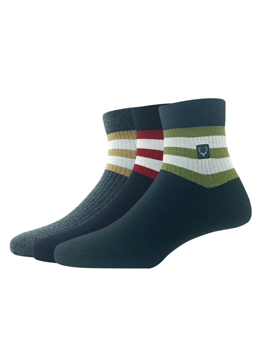 

Allen Solly Men Pack Of 3 Striped Above Ankle Length Socks, Black