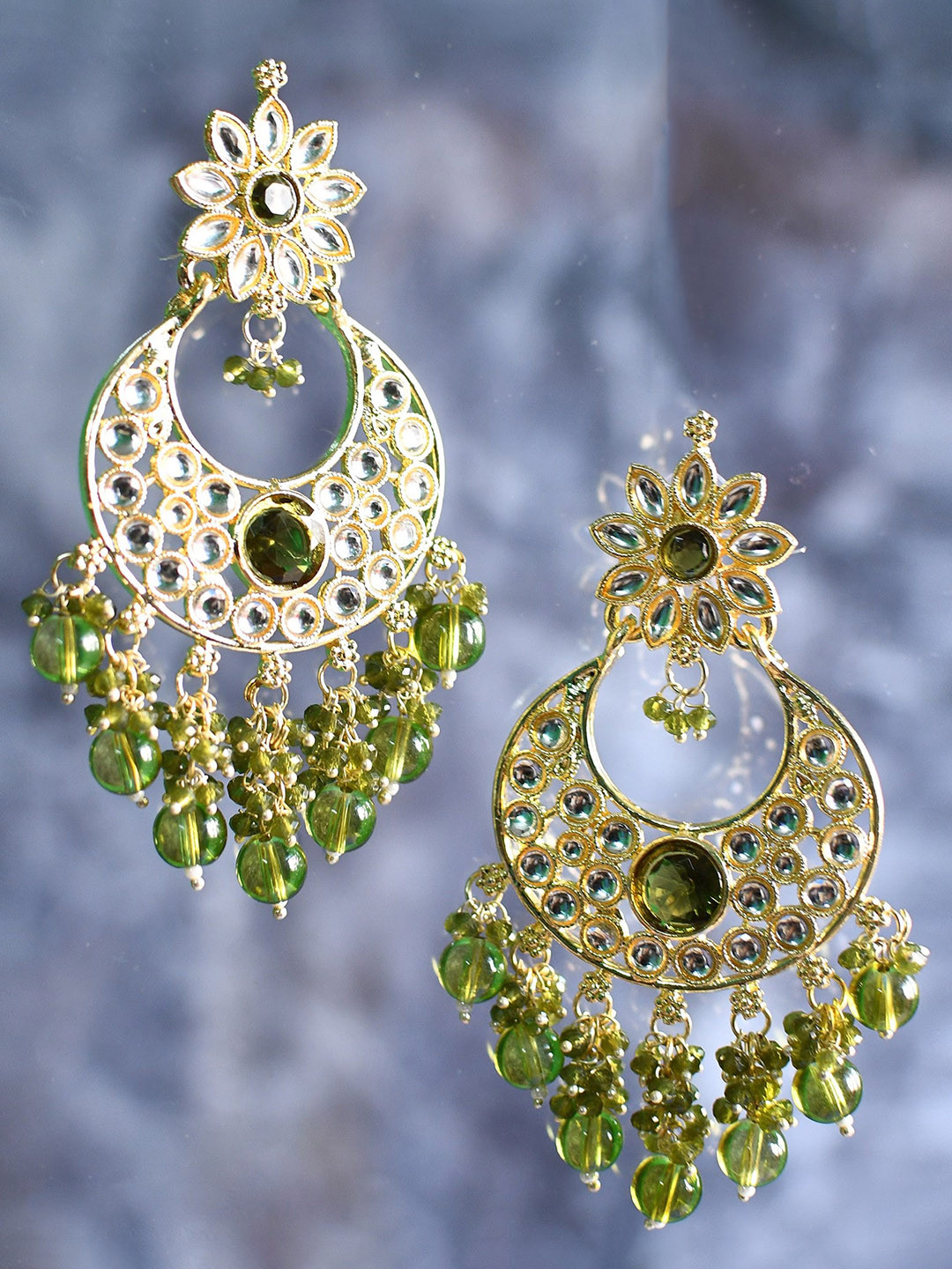 

GRLIE Contemporary Chandbalis Earrings, Green