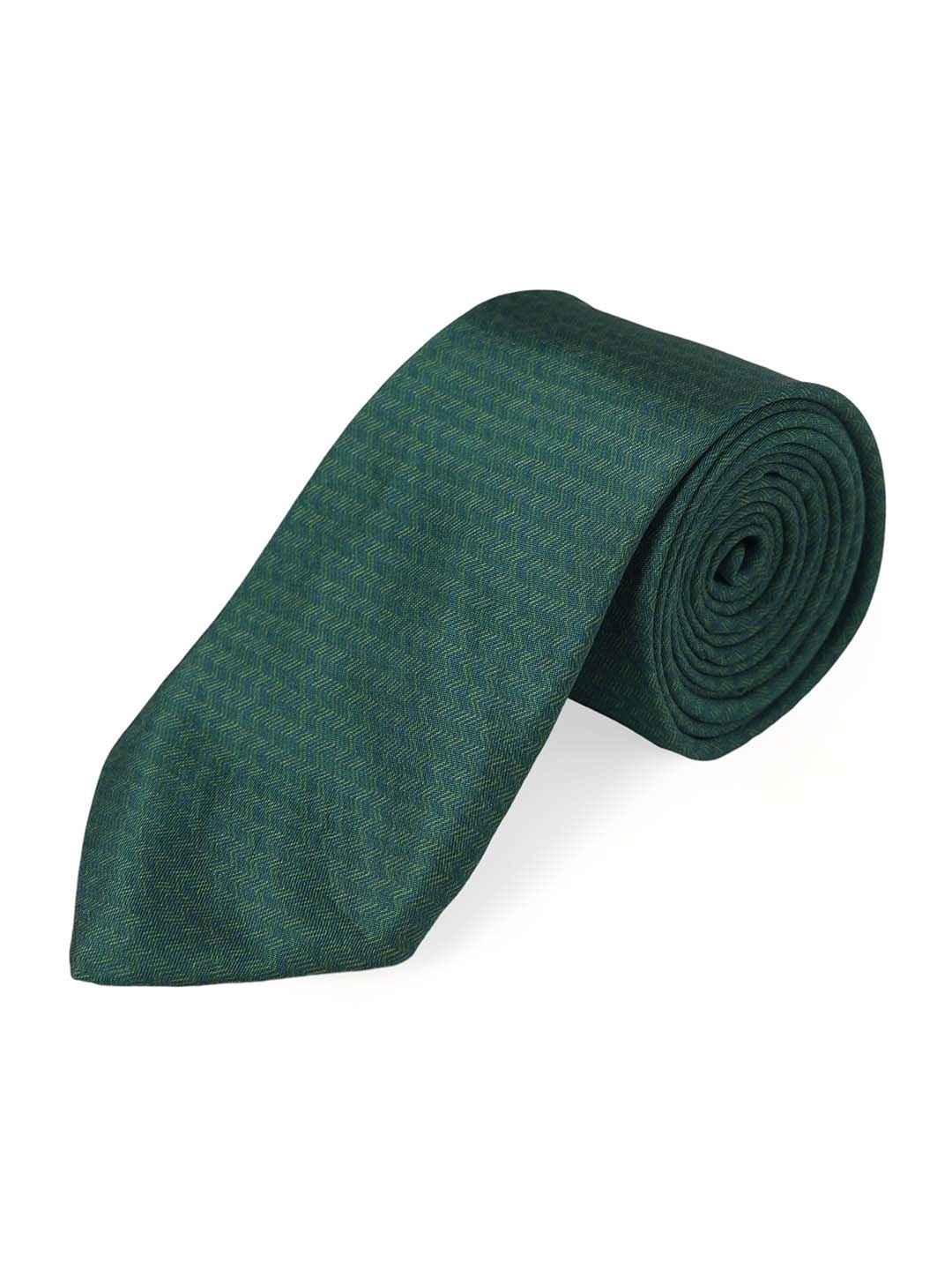 

CHOKORE Men Woven Design Silk Broad Tie, Green