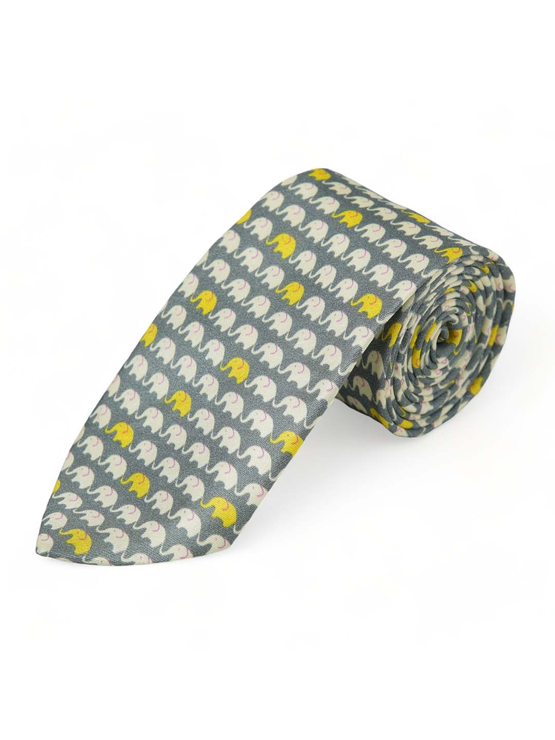 

CHOKORE Men Woven Design Silk Broad Tie, Grey