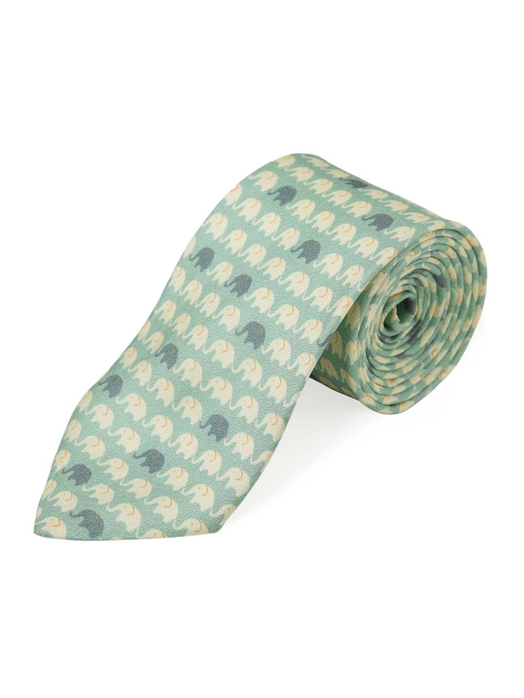 

CHOKORE Men Woven Design Silk Broad Tie, Green