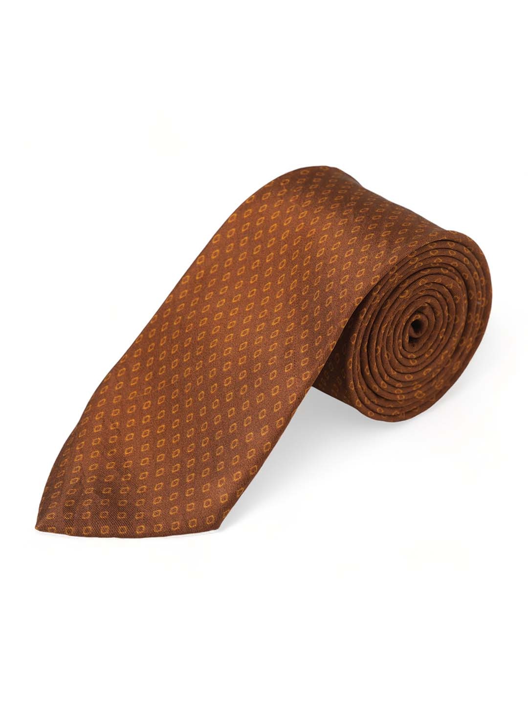 

CHOKORE Men Woven Design Silk Broad Tie, Rust