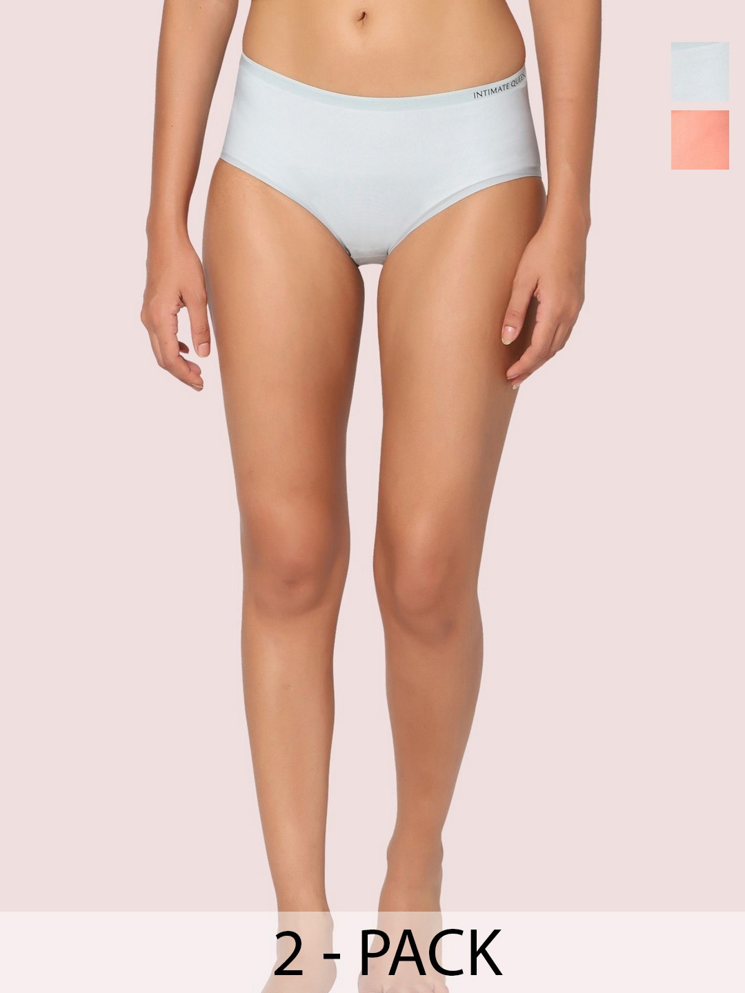 

INTIMATE QUEEN Pack of 2 Lemon Bae Seamless Quick Dry Anti-Bacterial Bikini Briefs, Blue