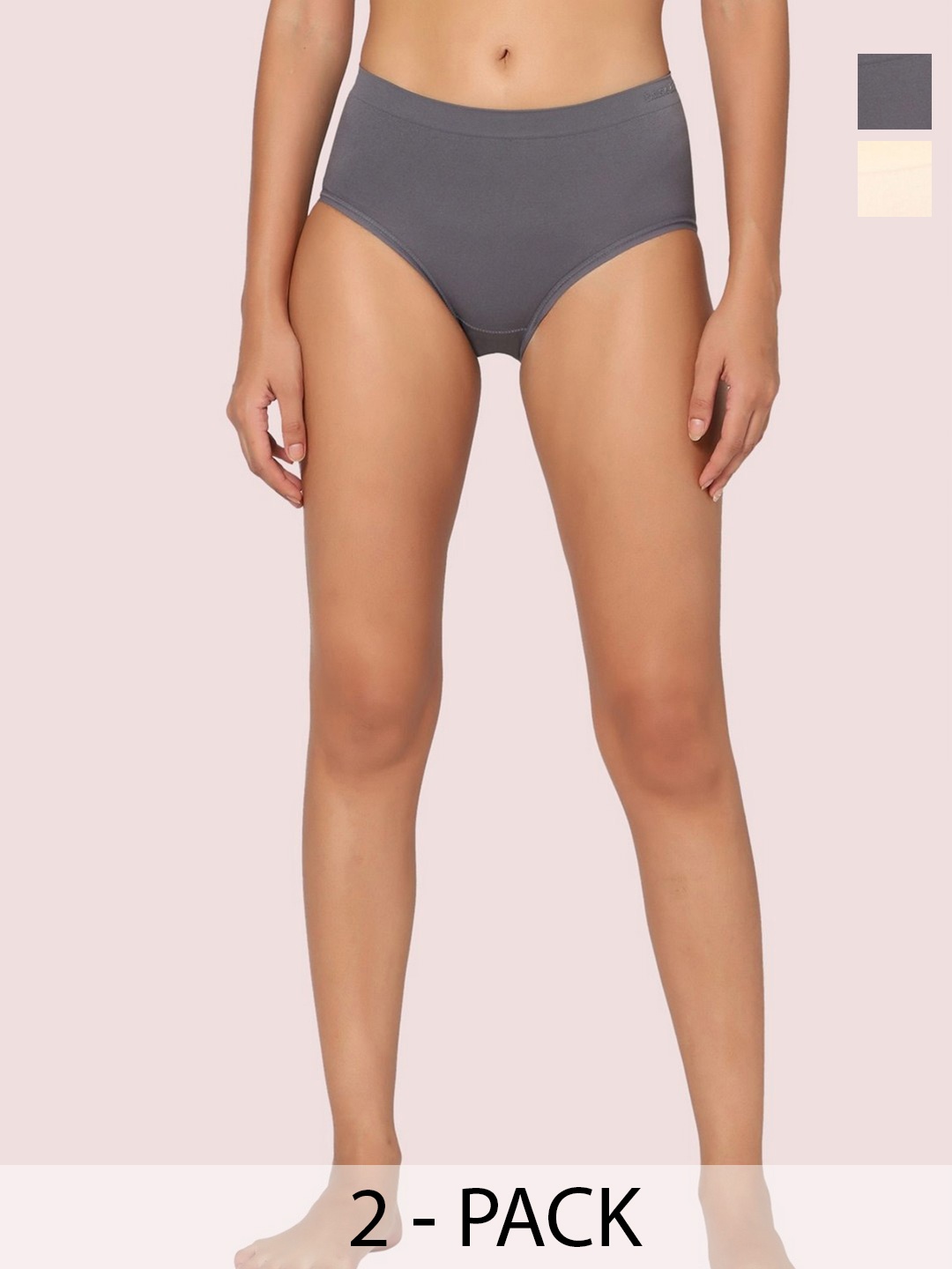 

INTIMATE QUEEN Pack Of 2 Cotton Mid-Rise Hipster Briefs, Grey