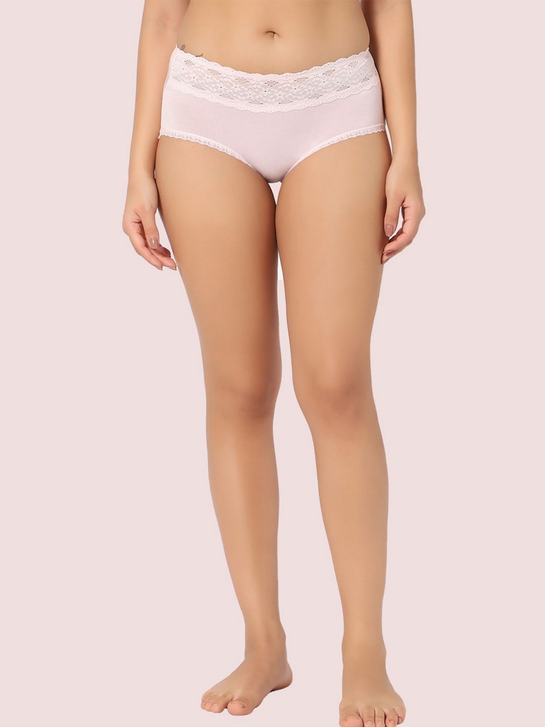 

INTIMATE QUEEN Modal Bae Super Soft Hipster Lacy Eco-Friendly Brief, Pink