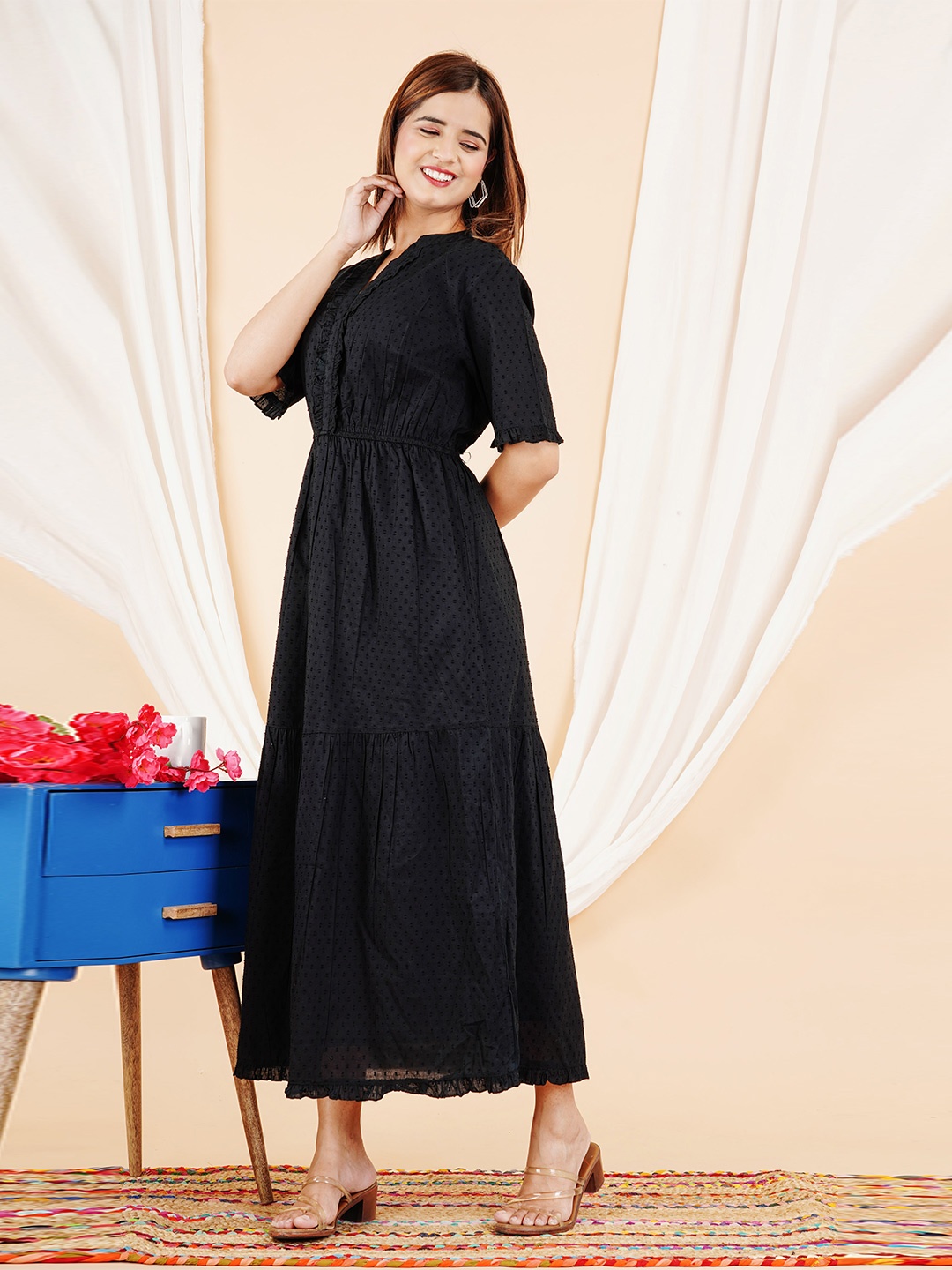 

Kh Enterprise Women Maxi Midi Dress, Black