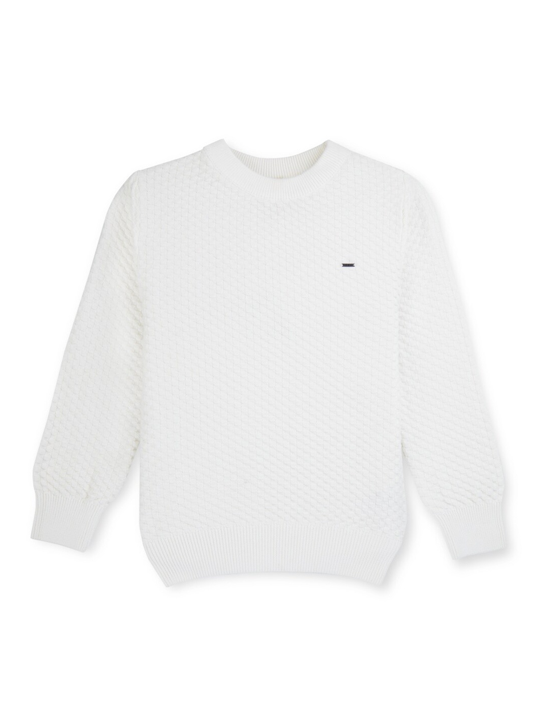

Gini and Jony Boys Geometric Self Design Long Sleeves Acrylic Wool Pullover, White