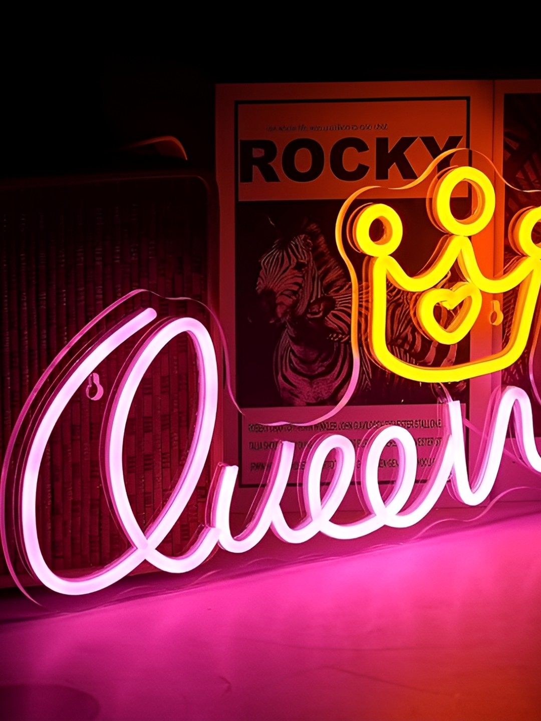 

the party planet Pink & Yellow Queen Shaped LED Neon Lights