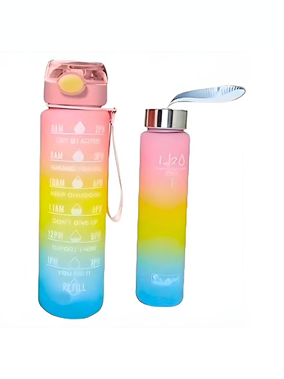 

WELOUR Multicoloured Set of 2 Plastic Printed Water Bottle, Multi