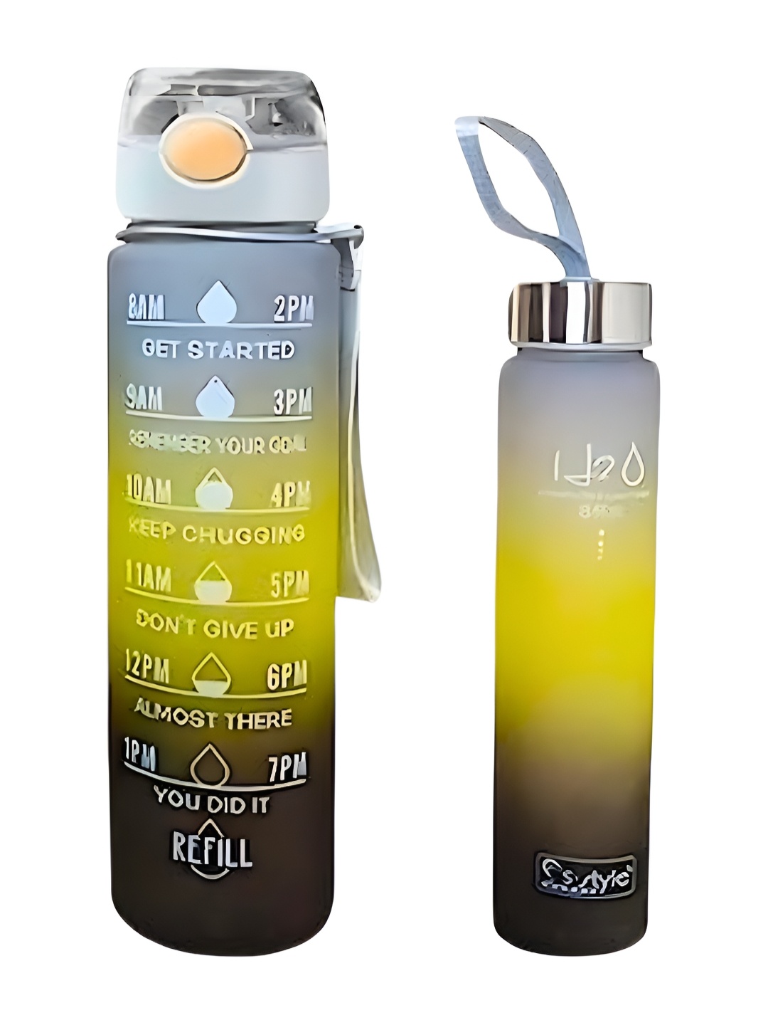 

WELOUR Multicoloured Set of 2 Plastic Printed Water Bottle, Multi
