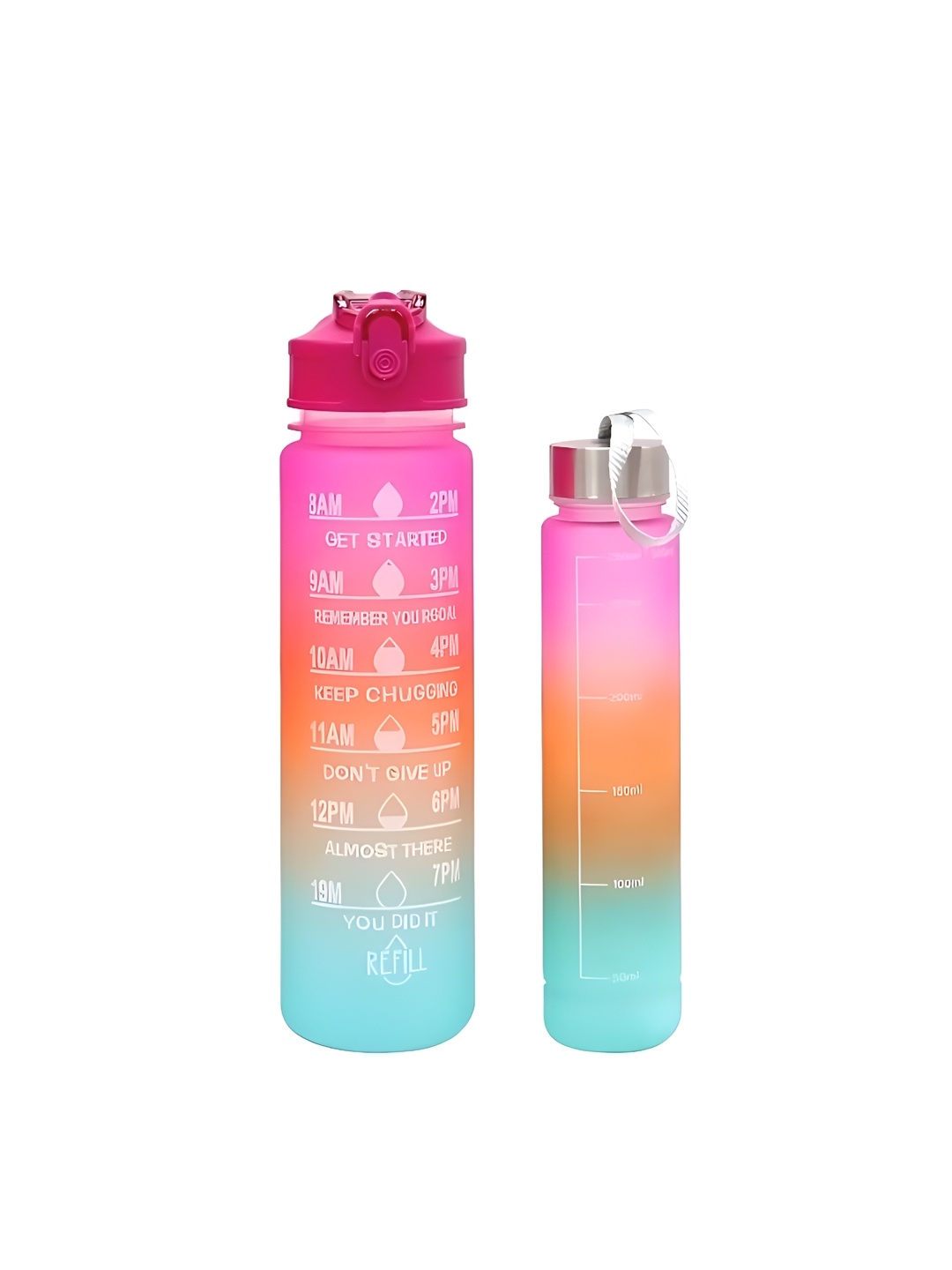 

WELOUR Multicoloured Set of 2 Plastic Printed Water Bottle, Multi