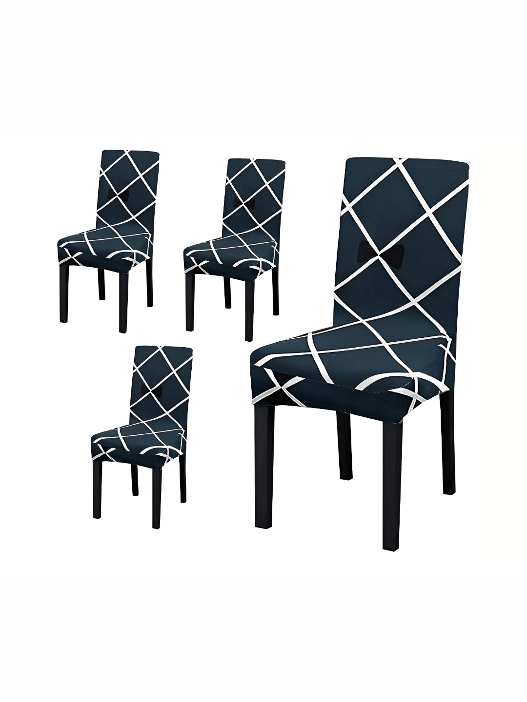 

DECOR VATIKA Blue & White 4 Pieces Printed Soft & Elastic Chair Covers