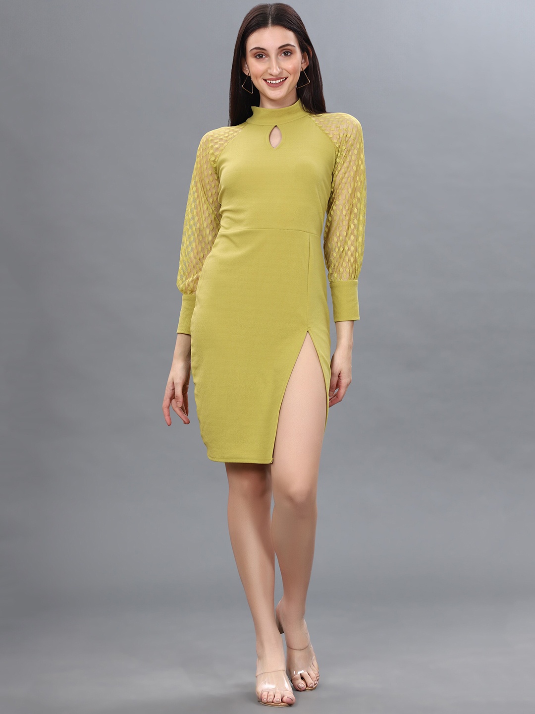 

WESTHOOD Women Keyhole Neck Sheath Dress, Olive