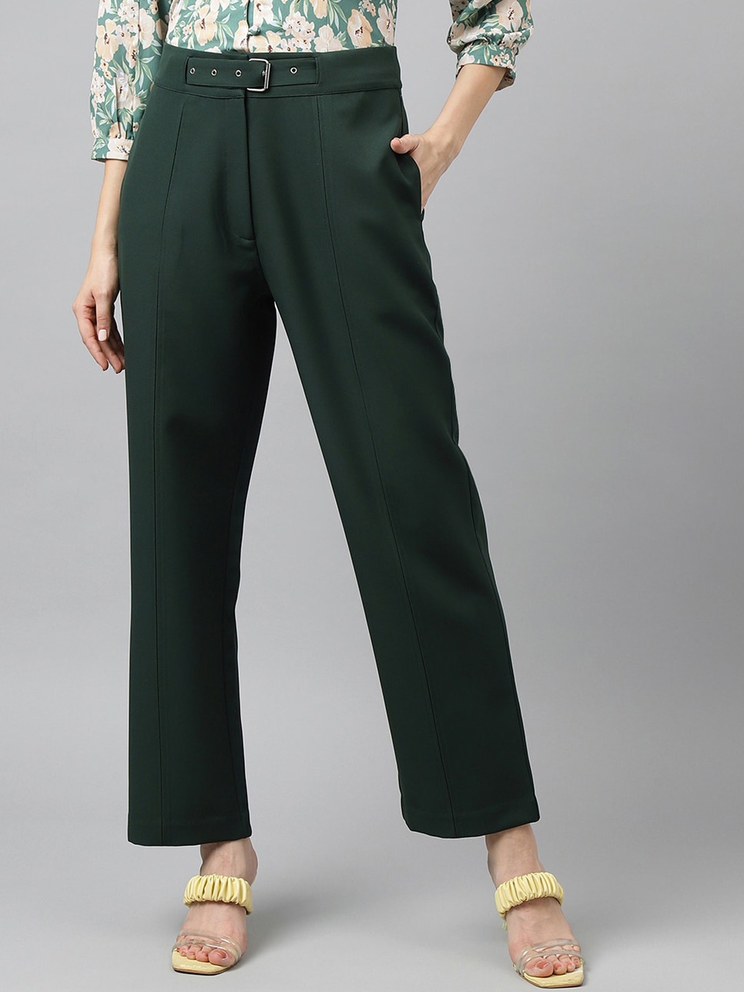 

Latin Quarters Women High-Rise Trousers, Green