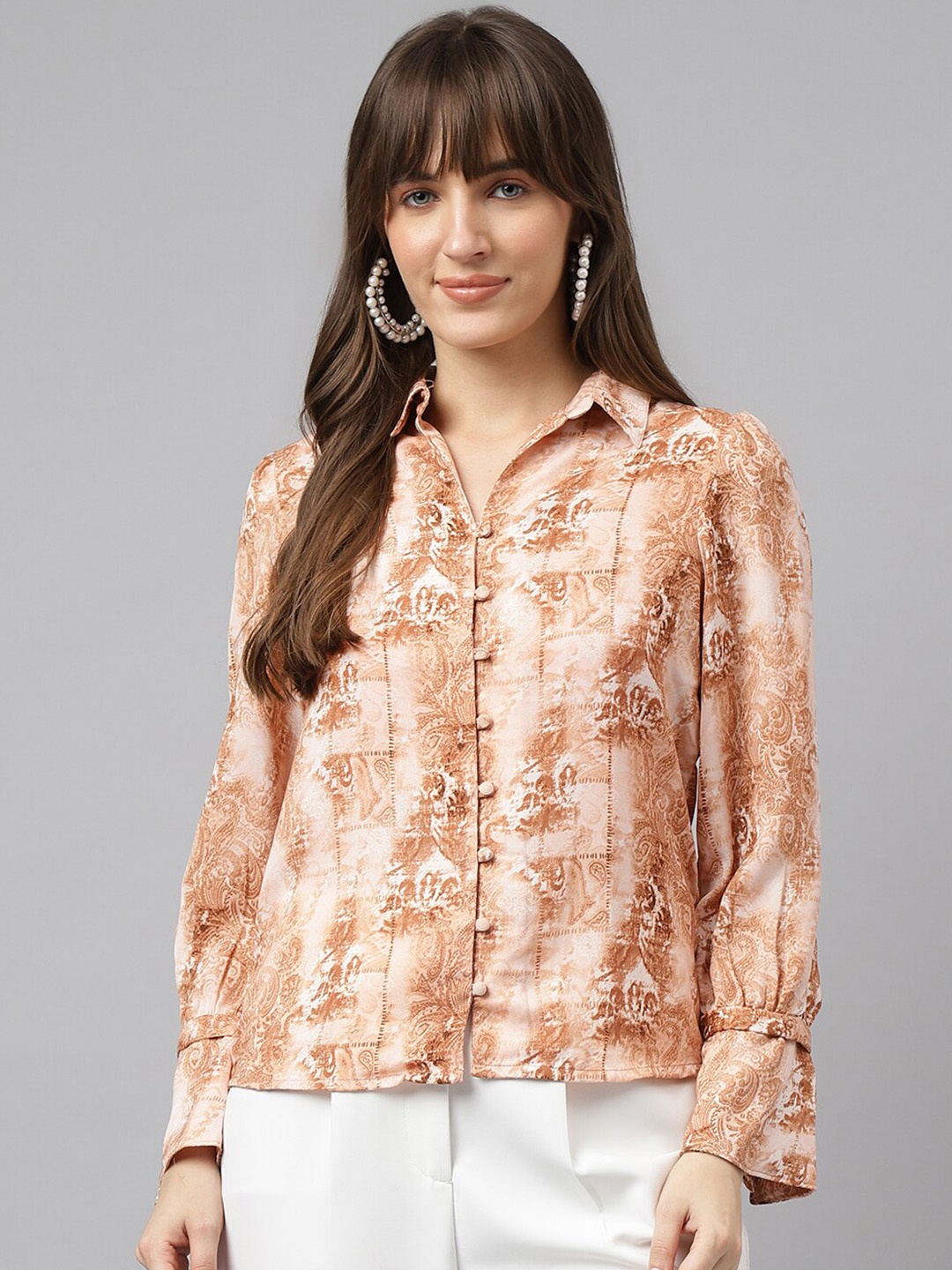 

Latin Quarters Women Floral Opaque Printed Casual Shirt, Brown