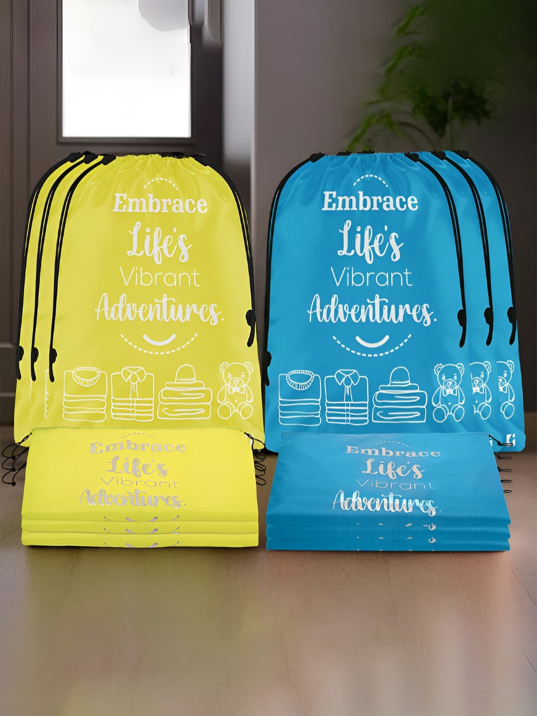 

Kuber Industries Yellow & Blue 12 Pieces Printed Multi-Utility Organisers