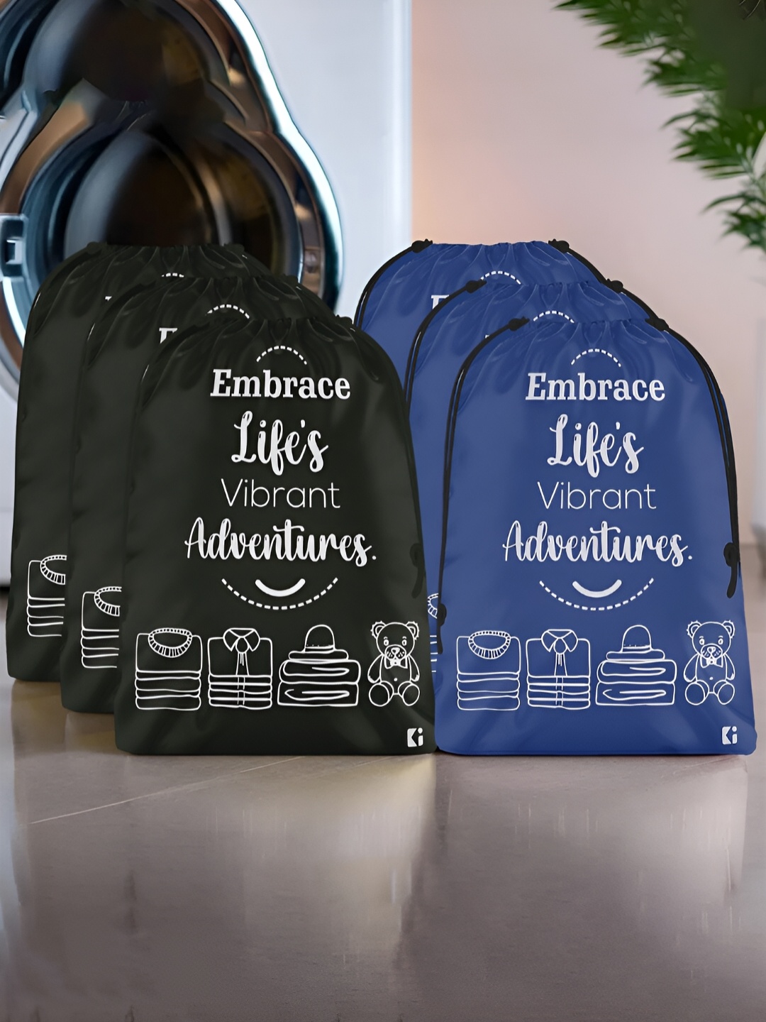 

Kuber Industries Blue & Black 6 Pieces Printed Multi-Utility Organisers