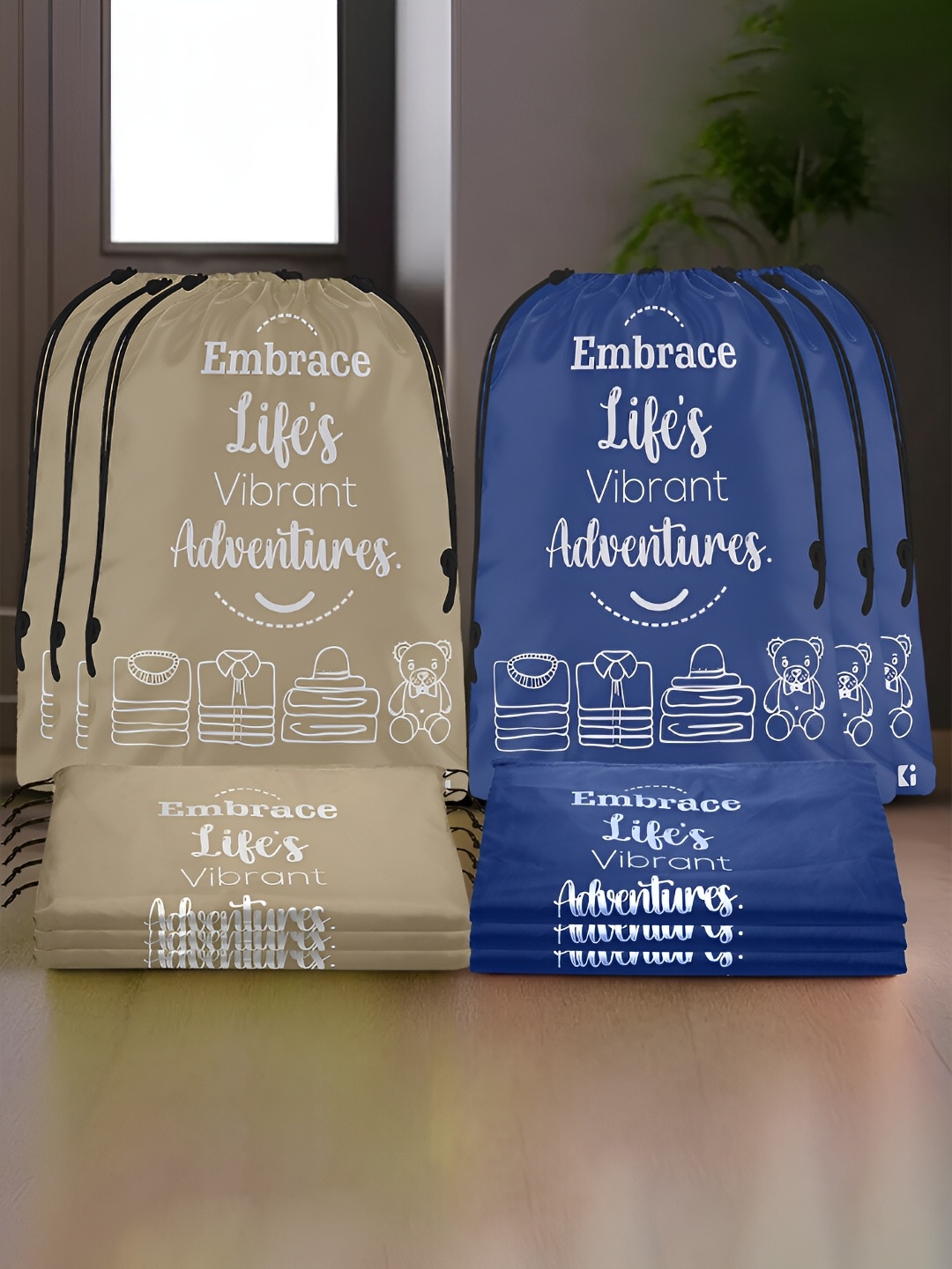

Kuber Industries Brown & Blue 12 Pieces Printed Shoes Organisers