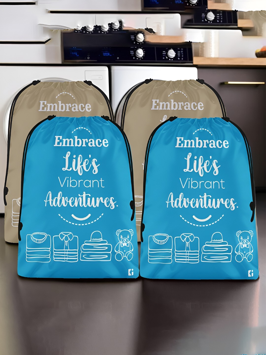 

Kuber Industries Brown & Blue 4 Pieces Printed Shoes Organisers