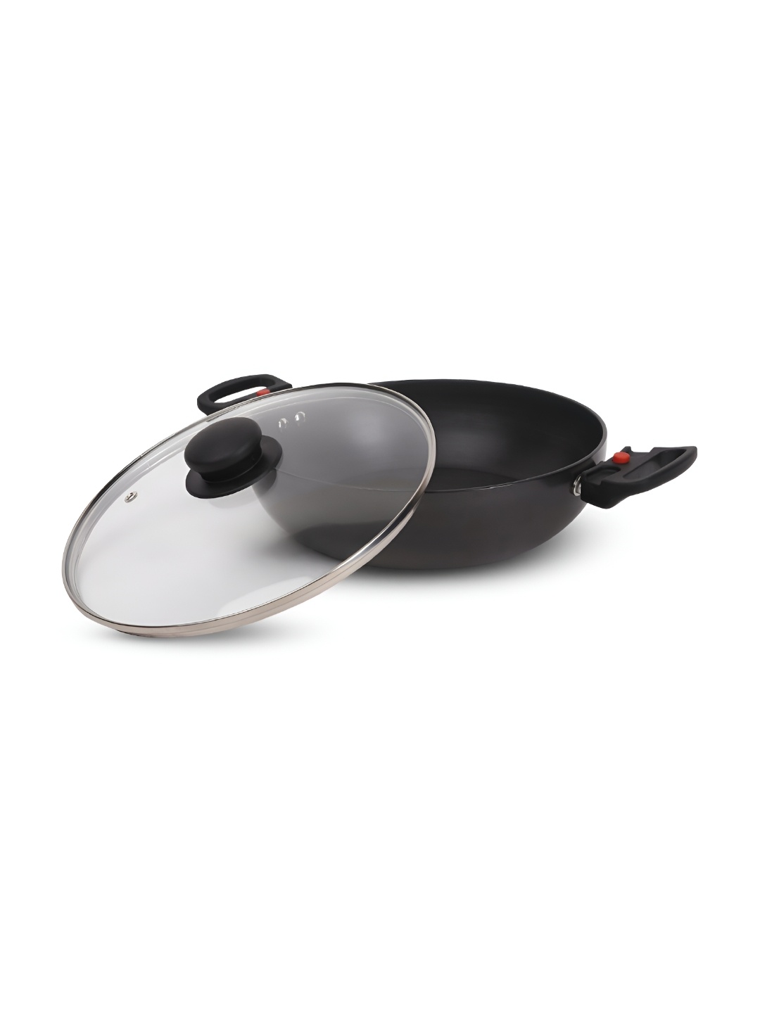 

Prestige Magna Hard Anodised Black Cookware With Detachable Handle Kadai & Glass Lid