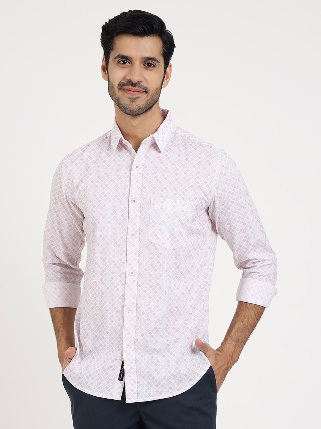 

JADE BLUE Men Slim Fit Floral Opaque Printed Casual Shirt, Pink