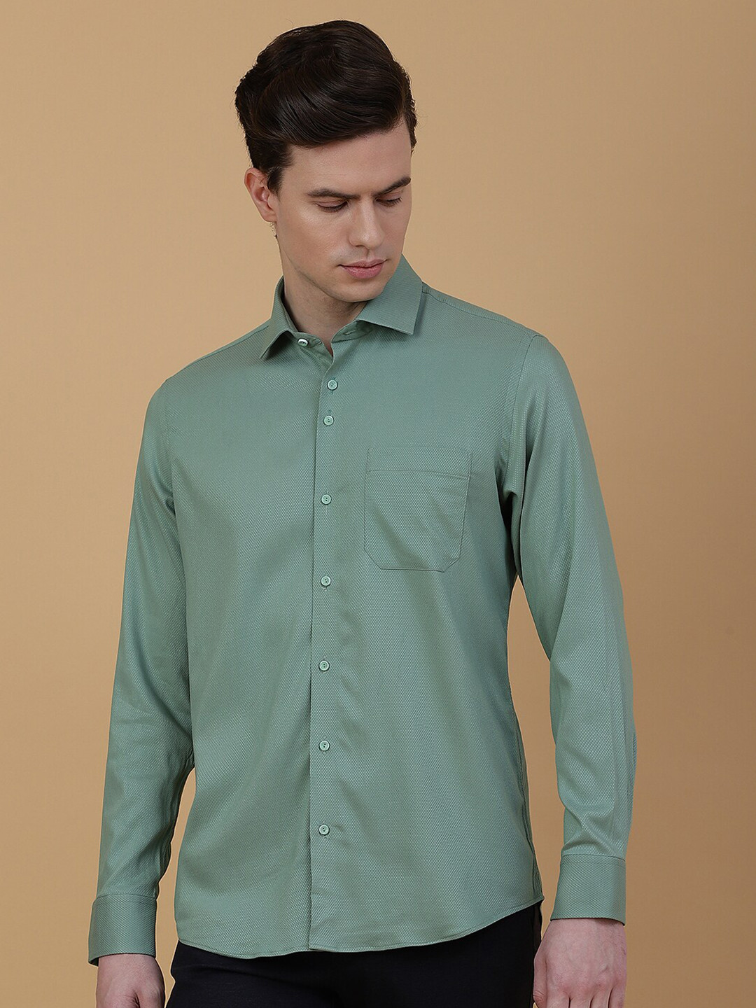 

JB STUDIO Slim Fit Opaque Partywear Shirt, Green