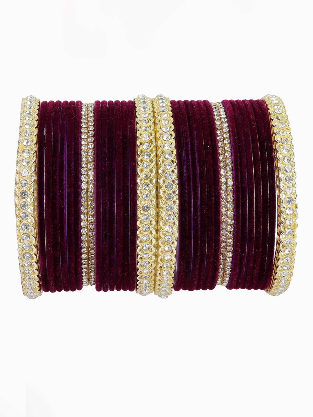 

LAVAZZA Set of 32 Gold-Plated Zircon-Studded Velvet Bangles