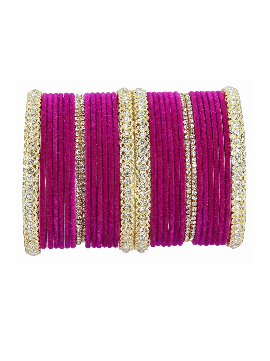 

LAVAZZA Set of 32 Gold-Plated Zircon-Studded Metal Velvet Bangles