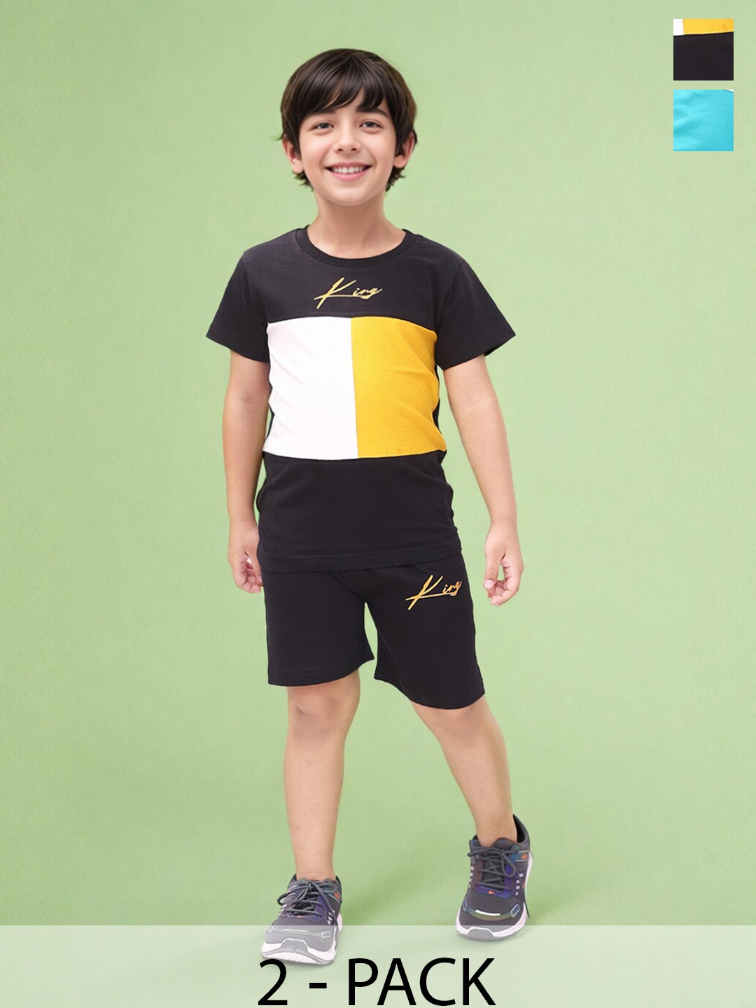 

Toonyport Boys Printed T-shirt with Short, Black