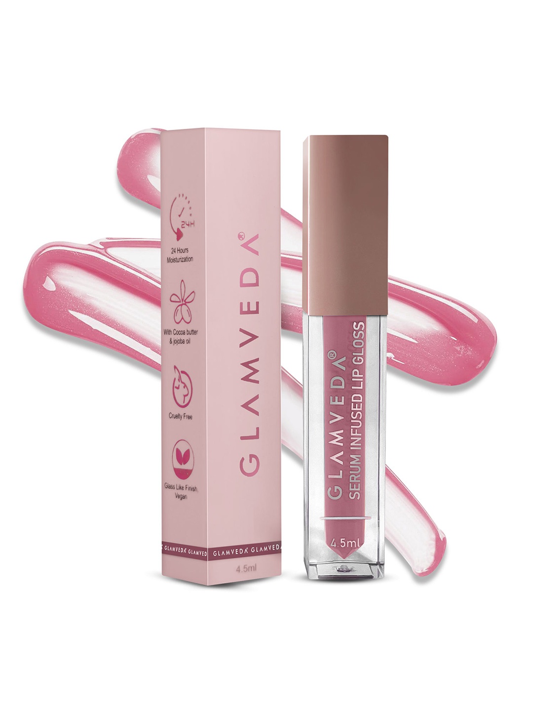 

GLAMVEDA High Shine Serum Infused Lip Gloss with Vitamin E & Cocoa 4.5 ml - Delulu 120, Purple