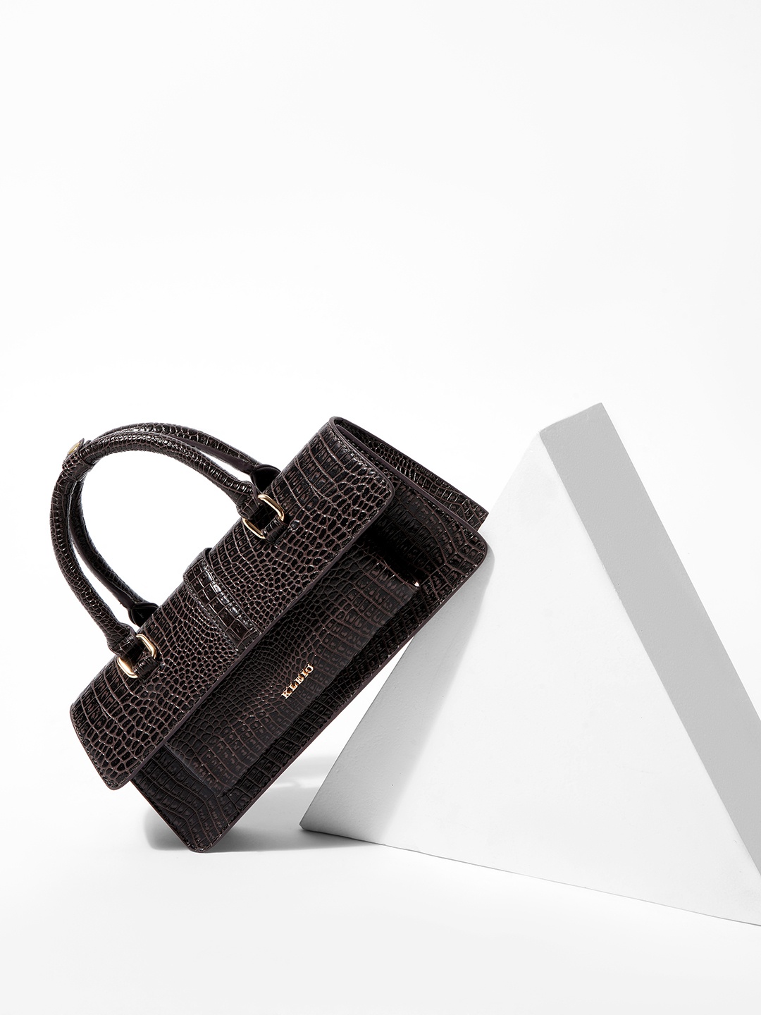 

KLEIO Textured Structured Handheld Bag, Brown