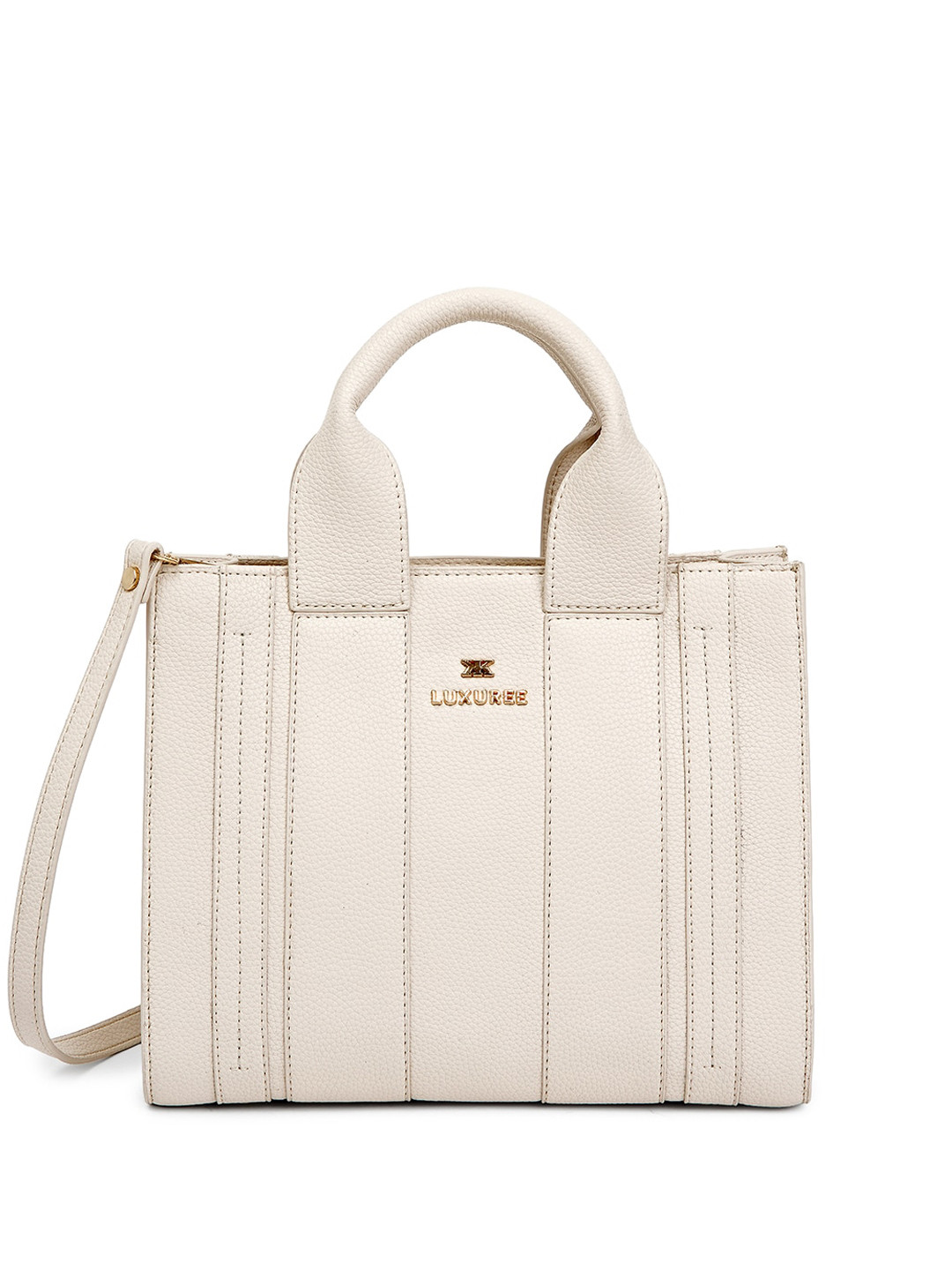 

KLEIO Textured Structured Handheld Bag, Cream