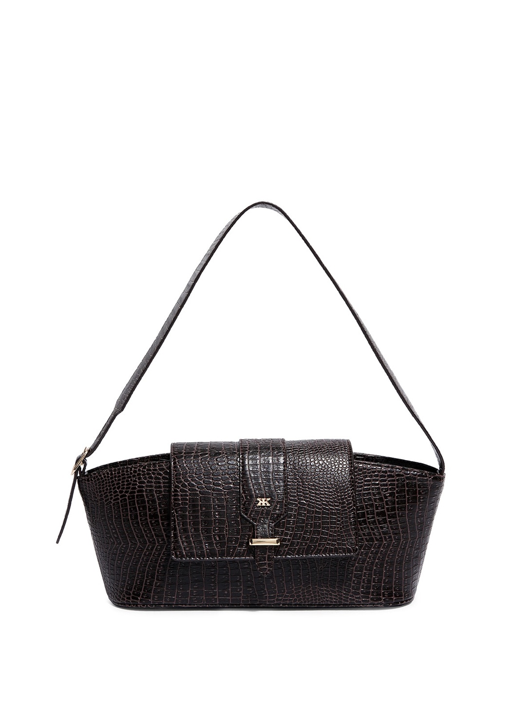 

KLEIO Textured Half Moon Shoulder Bag, Brown